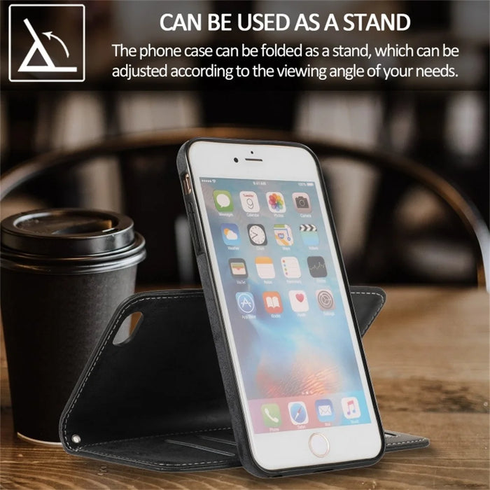 For iPhone 6  /  6s Wallet Case Retro Matte Magnetic Detachable PU Leather TPU Phone Cover - Black - 5