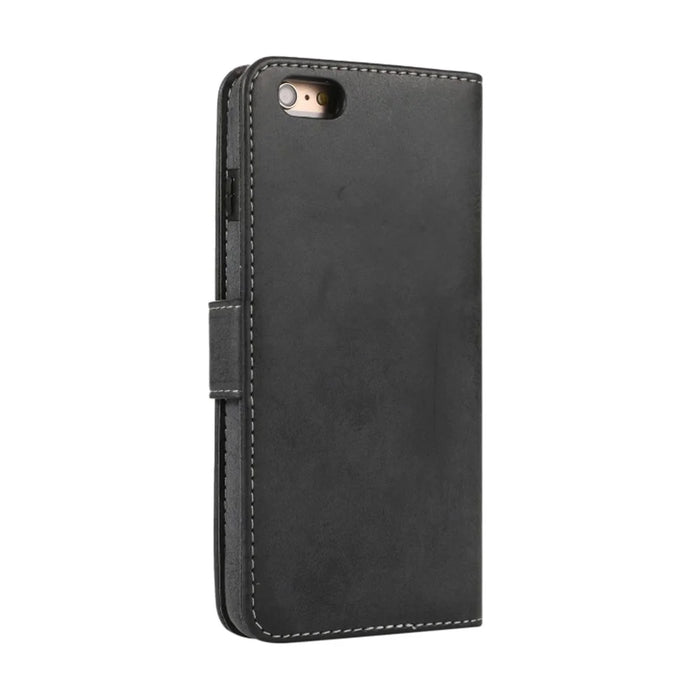 For iPhone 6  /  6s Wallet Case Retro Matte Magnetic Detachable PU Leather TPU Phone Cover - Black - 7