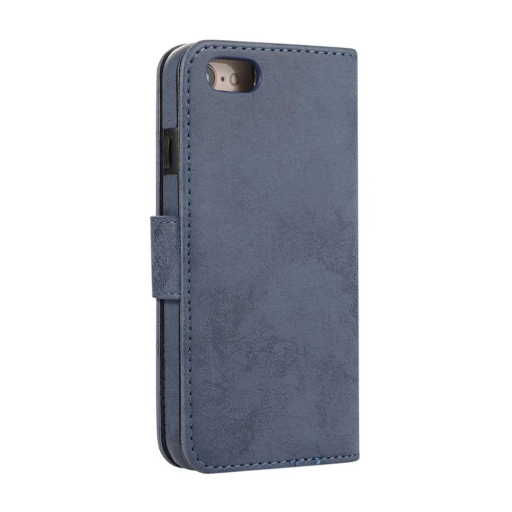 Wallet Case For iPhone 8  /  7  /  SE (2022)  /  SE (2020) Retro Matte Magnetic Detachable PU Leather TPU Phone Cover - Dark Blue - 7