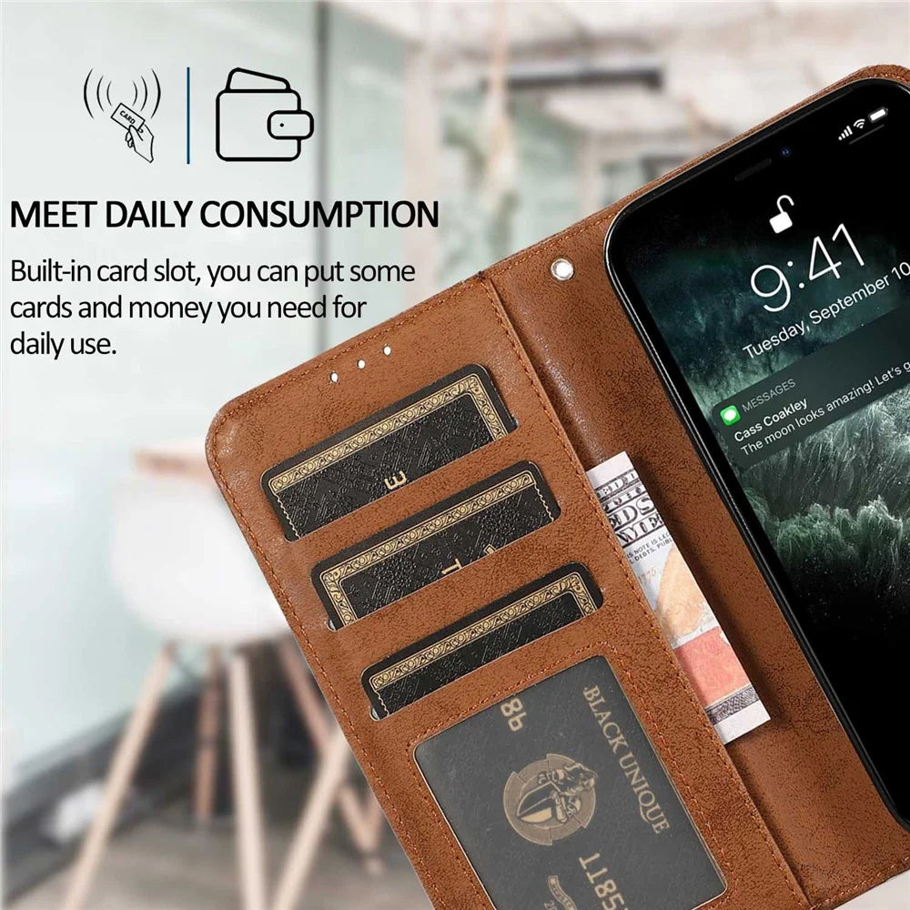 For iPhone 11 Pro Max Wallet Case Retro Matte Magnetic Detachable PU Leather TPU Phone Cover - Brown - 4