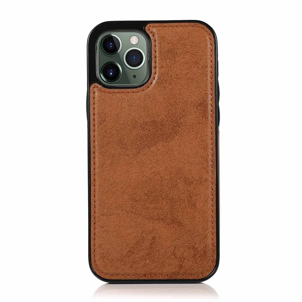 For iPhone 11 Pro Max Wallet Case Retro Matte Magnetic Detachable PU Leather TPU Phone Cover - Brown - 7