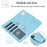 For iPhone 13 Pro Wallet Case Retro Matte Magnetic Detachable PU Leather TPU Phone Cover - Sky Blue - 3
