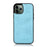 For iPhone 13 Pro Wallet Case Retro Matte Magnetic Detachable PU Leather TPU Phone Cover - Sky Blue - 7