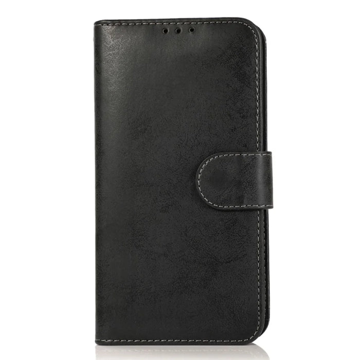 For iPhone 15 Wallet Case Retro Matte Magnetic Detachable PU Leather TPU Phone Cover - Black - 7