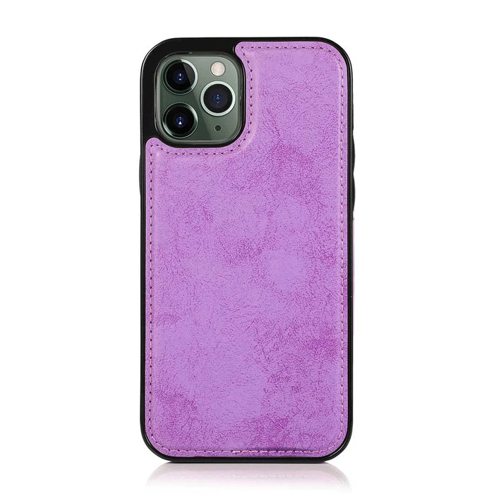 For iPhone 15 Pro Wallet Case Retro Matte Magnetic Detachable PU Leather TPU Phone Cover - Purple - 7