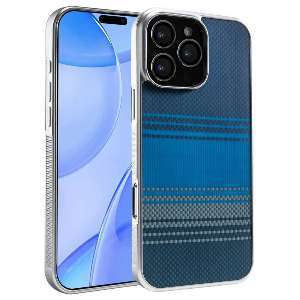 For iPhone 16 Pro Max Magnetic Case Silver Electroplated Shockproof Anti-slip Cover Compatible with Magsafe - Moonrise Blue - 1