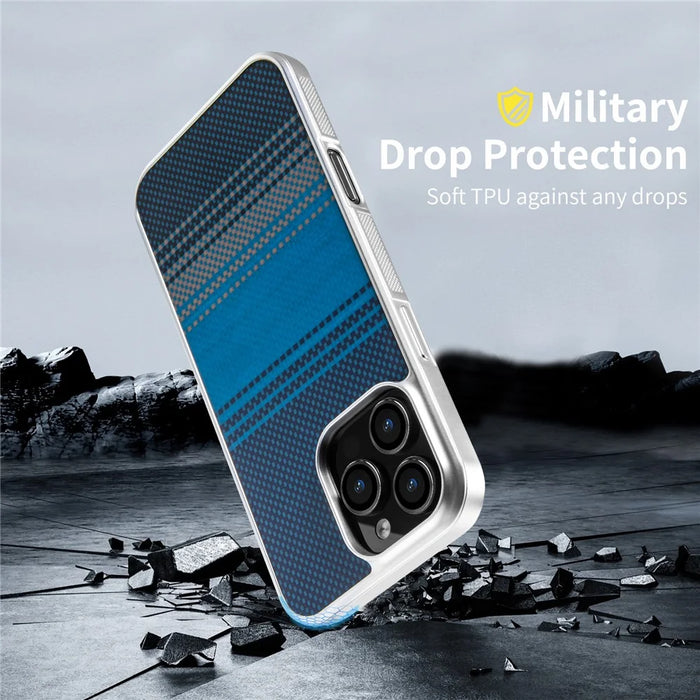 For iPhone 16 Pro Max Magnetic Case Silver Electroplated Shockproof Anti-slip Cover Compatible with Magsafe - Moonrise Blue - 6