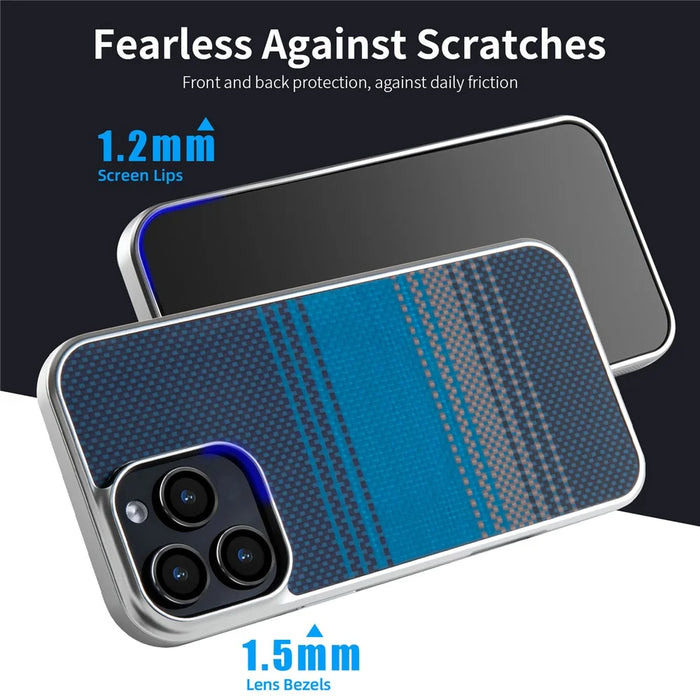 For iPhone 16 Pro Max Magnetic Case Silver Electroplated Shockproof Anti-slip Cover Compatible with Magsafe - Moonrise Blue - 7