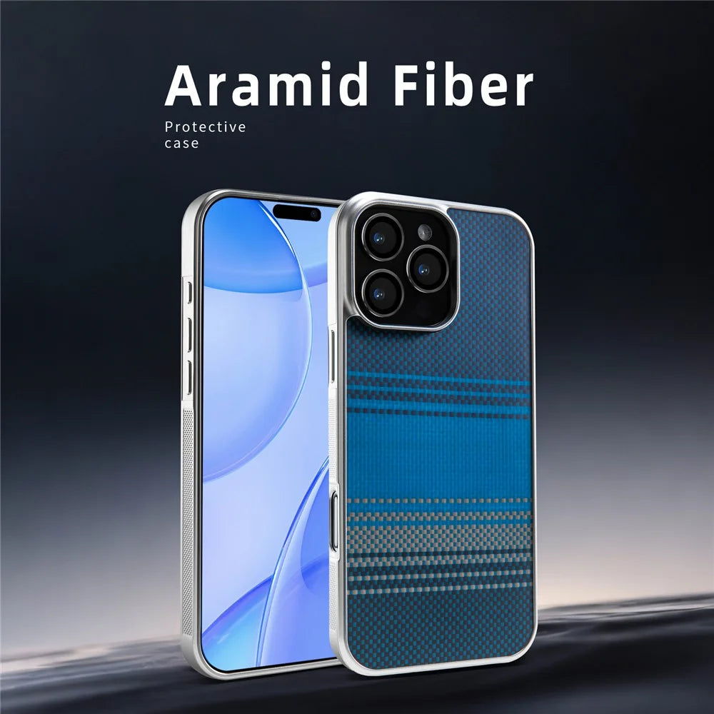 For iPhone 16 Pro Max Magnetic Case Silver Electroplated Shockproof Anti-slip Cover Compatible with Magsafe - Moonrise Blue - 3