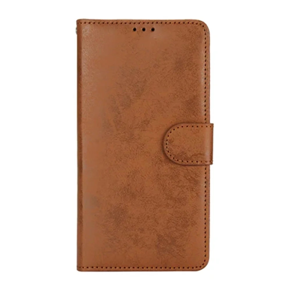 For iPhone 16 Wallet Case Retro Matte Magnetic Detachable PU Leather TPU Phone Cover - Brown - 3