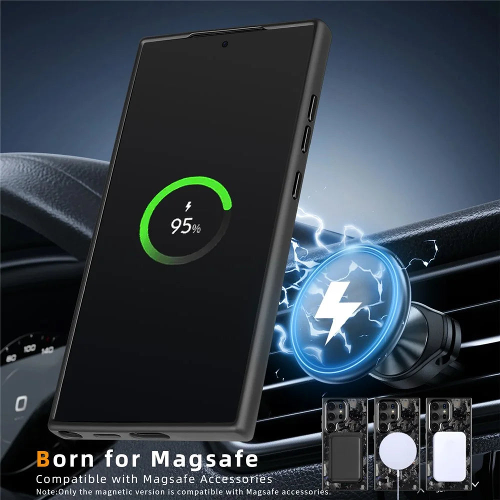 For Samsung Galaxy S26 Ultra Magnetic Case Large Texture Aramid Fiber + TPU Protection Phone Cover - Black - 4