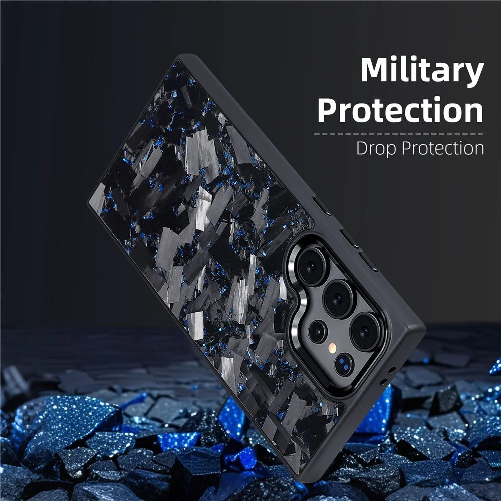 For Samsung Galaxy S25 Ultra Magnetic Case Large Texture Aramid Fiber + TPU Protection Phone Cover - Black - 2