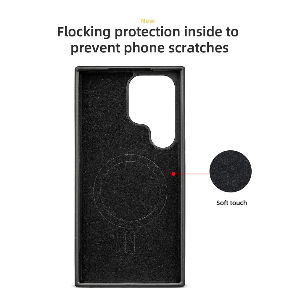 For Samsung Galaxy S25 Ultra Magnetic Case Aramid Fiber TPU Protection Phone Cover with Metal Lens Frame - Black - 6
