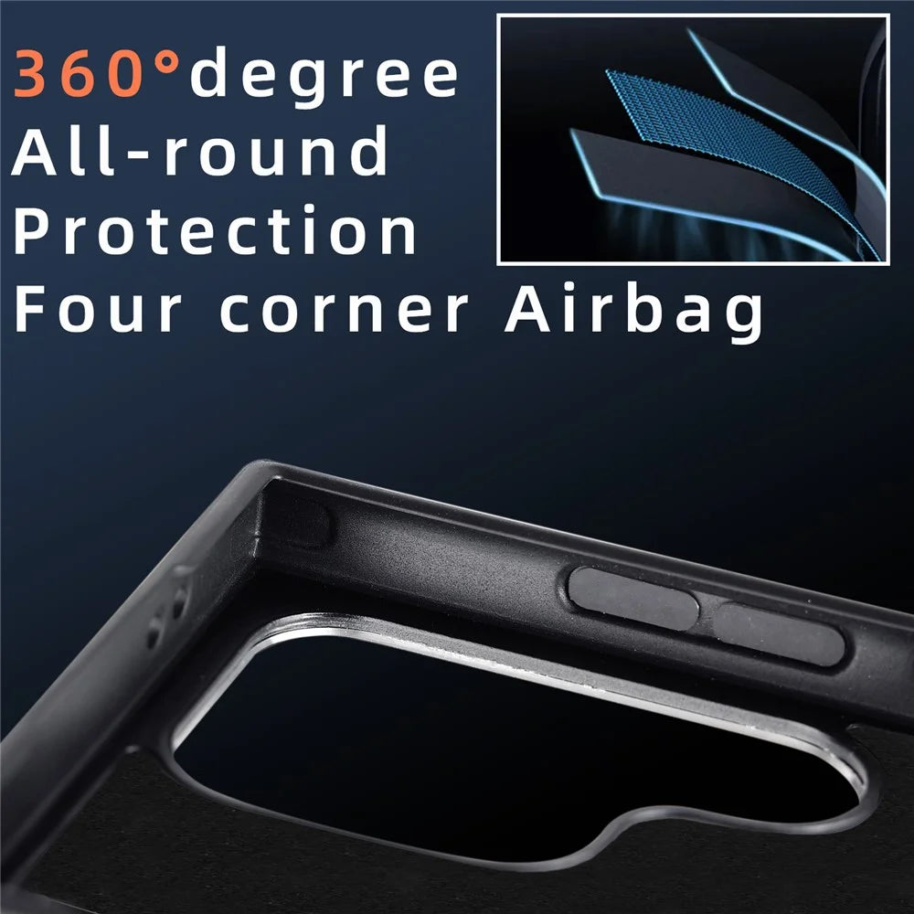 For Samsung Galaxy S25 Ultra Magnetic Case Aramid Fiber TPU Protection Phone Cover with Metal Lens Frame - Black - 7