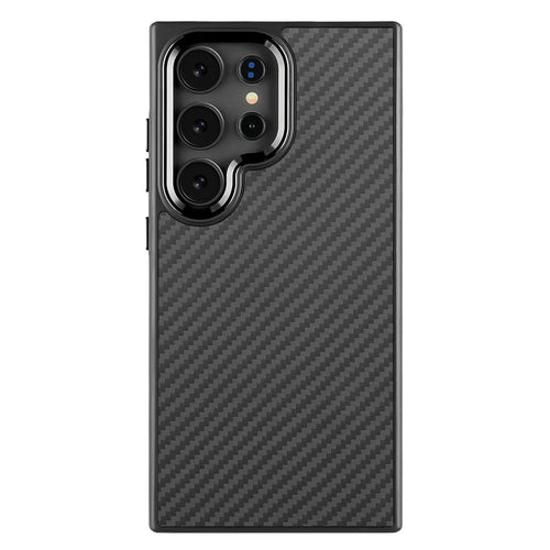 For Samsung Galaxy S26 Ultra Magnetic Case Aramid Fiber TPU Protection Phone Cover with Metal Lens Frame - Black - 1