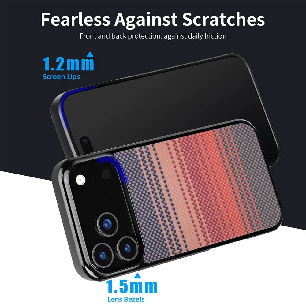 For iPhone 17 Pro Max Magnetic Case Aramid Fiber Shockproof Anti-slip Cover Compatible with Magsafe - Sunset Yellow - 6