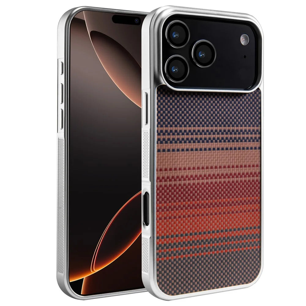 For iPhone 17 Pro Magnetic Case Silver Electroplated Shockproof Anti-slip Cover Compatible with Magsafe - Sunset Yellow - 1