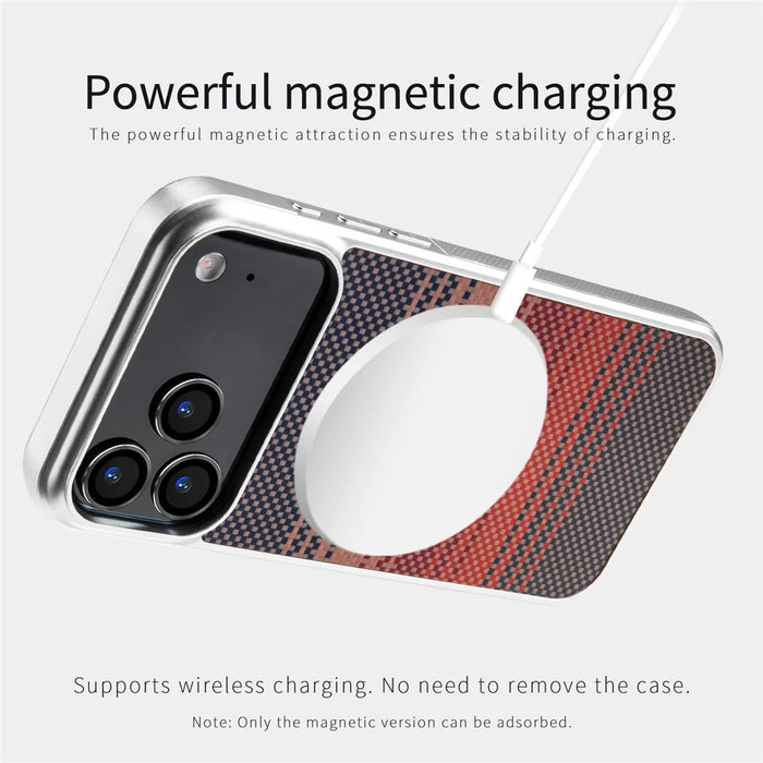 For iPhone 17 Pro Magnetic Case Silver Electroplated Shockproof Anti-slip Cover Compatible with Magsafe - Sunset Yellow - 6