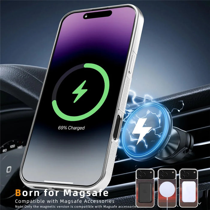 For iPhone 17 Pro Max Magnetic Case Silver Electroplated Shockproof Anti-slip Cover Compatible with Magsafe - Sunset Yellow - 4