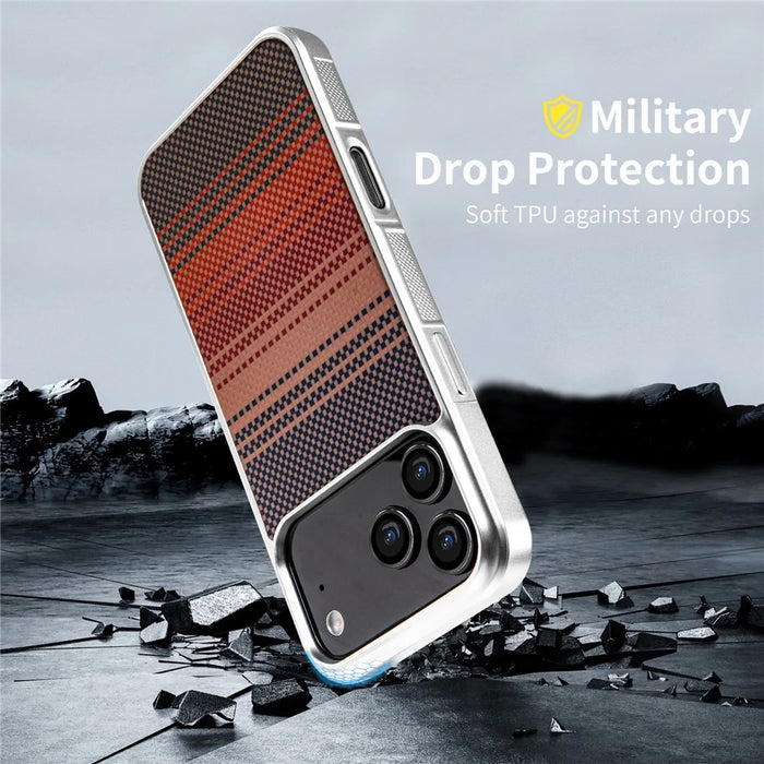 For iPhone 17 Pro Max Magnetic Case Silver Electroplated Shockproof Anti-slip Cover Compatible with Magsafe - Sunset Yellow - 7