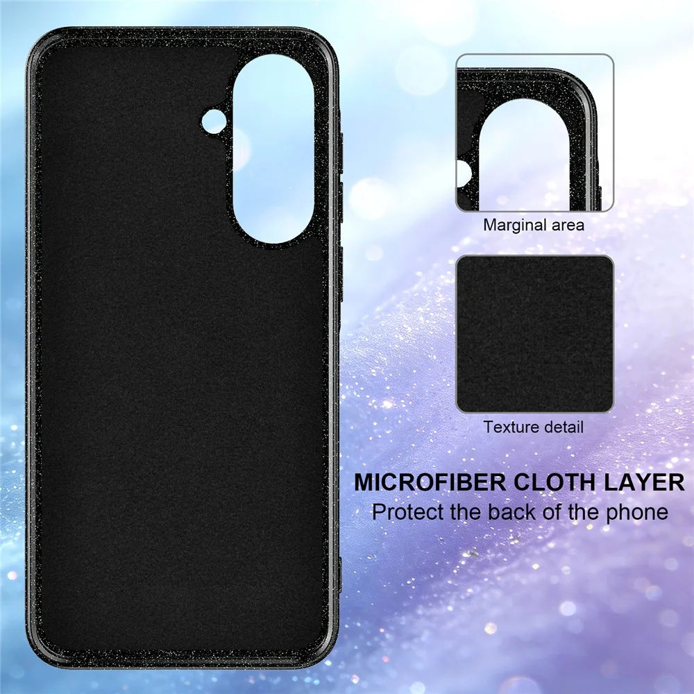 Magnetic Case For Samsung Galaxy A56 5G  /  A37 5G  /  A36 5G Glitter TPU Shockproof Phone Cover with Lanyard - Black - 4