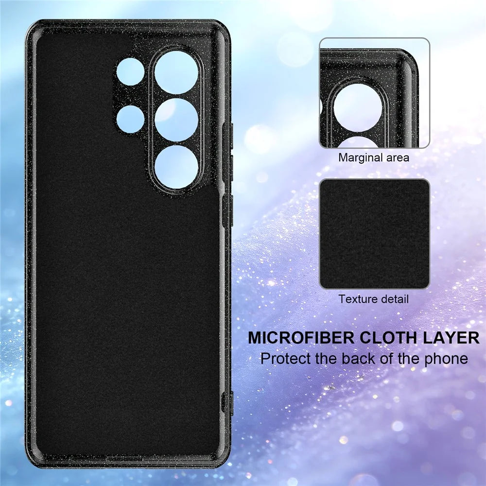 For Samsung Galaxy S25 Ultra Magnetic Case Glitter TPU Shockproof Phone Cover with Lanyard - Black - 4