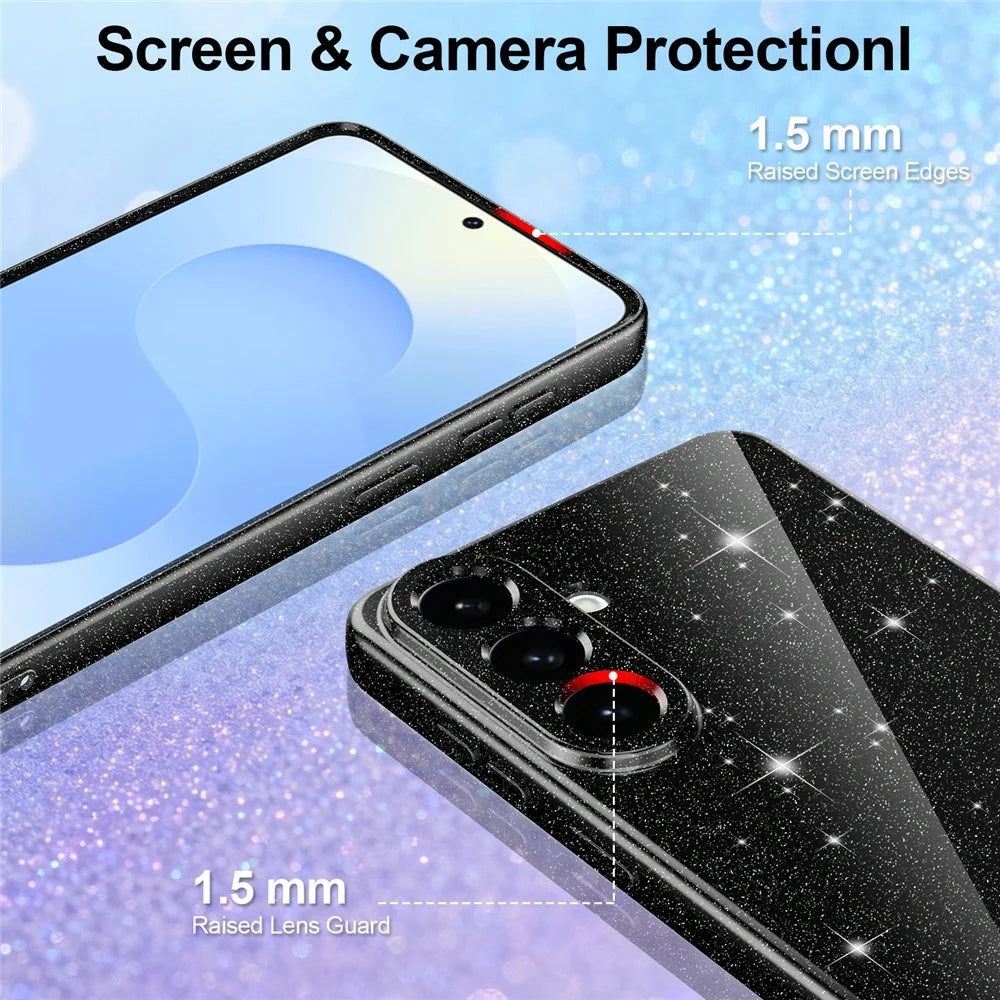 For Samsung Galaxy S26+ Magnetic Case Glitter TPU Shockproof Phone Cover with Lanyard - Black - 3