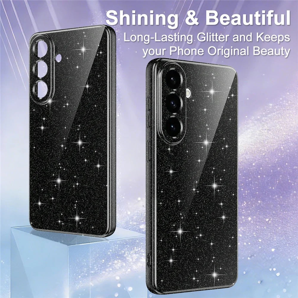For Samsung Galaxy S26+ Magnetic Case Glitter TPU Shockproof Phone Cover with Lanyard - Black - 5