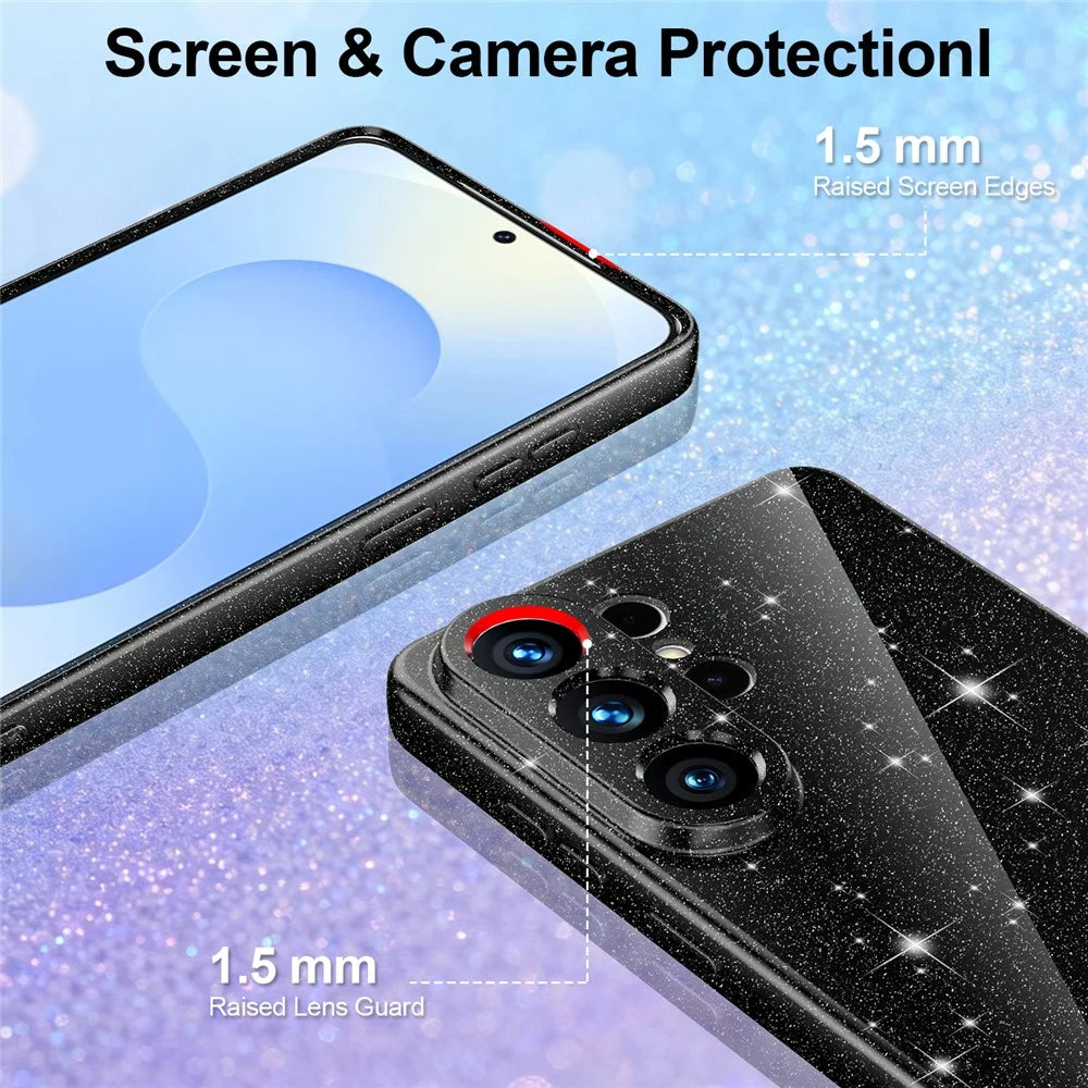 For Samsung Galaxy S26 Ultra Magnetic Case Glitter TPU Shockproof Phone Cover with Lanyard - Black - 3