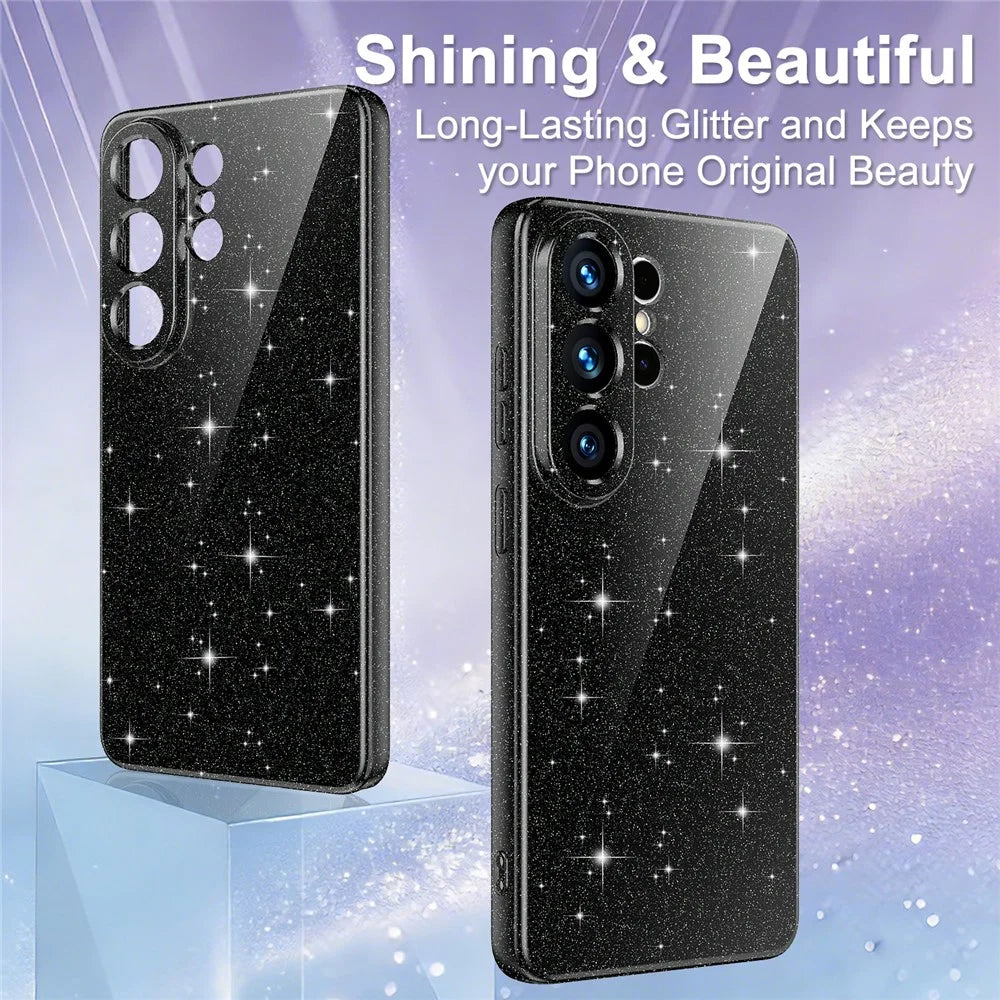 For Samsung Galaxy S26 Ultra Magnetic Case Glitter TPU Shockproof Phone Cover with Lanyard - Black - 5