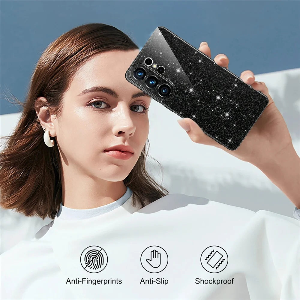 For Samsung Galaxy S26 Ultra Magnetic Case Glitter TPU Shockproof Phone Cover with Lanyard - Black - 7