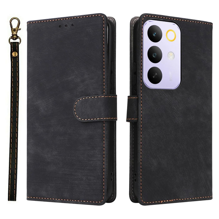 For Realme C85 Pro 4G Case Wallet RFID Blocking PU Leather Phone Cover Stand with Strap - Black - 1