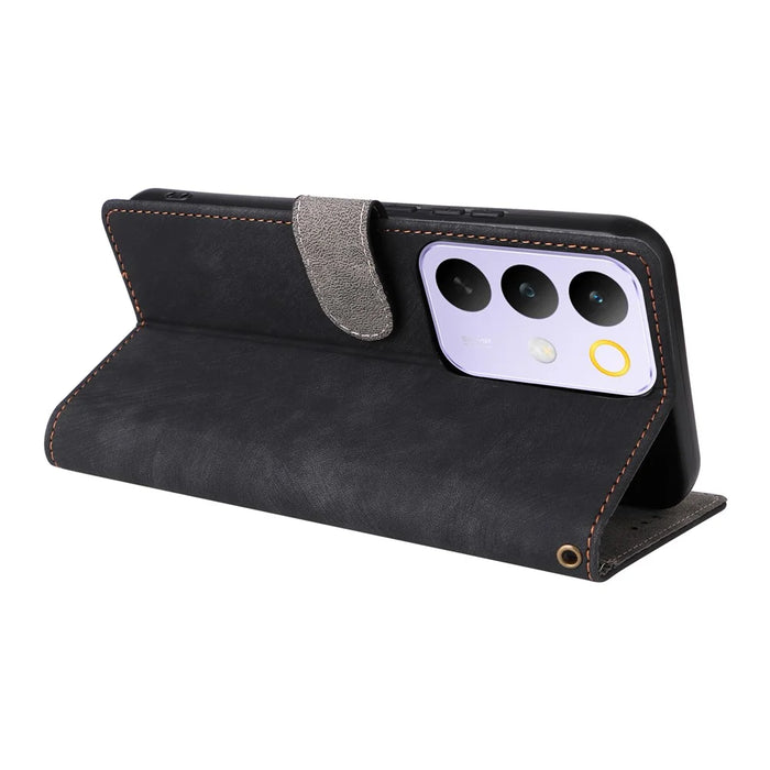For Realme C85 Pro 4G Case Wallet RFID Blocking PU Leather Phone Cover Stand with Strap - Black - 5