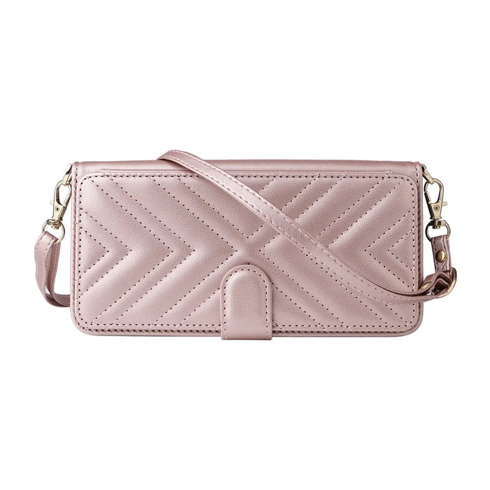 For ZTE Blade A75 Pro 5G / Telstra T-Elite 5G Leather Case Stand Wallet Phone Cover with Shoulder  /  Wrist Strap - Pink - 7