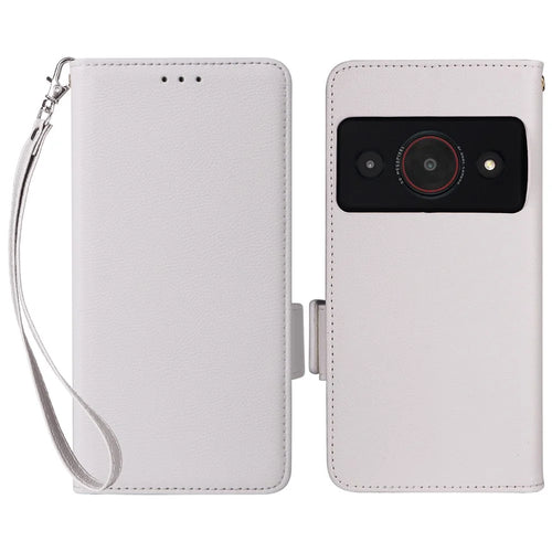 For ZTE Blade A75 Pro 5G / Telstra T-Elite 5G Case Litchi Texture Wallet Leather Phone Cover with Wrist Strap - White - 1