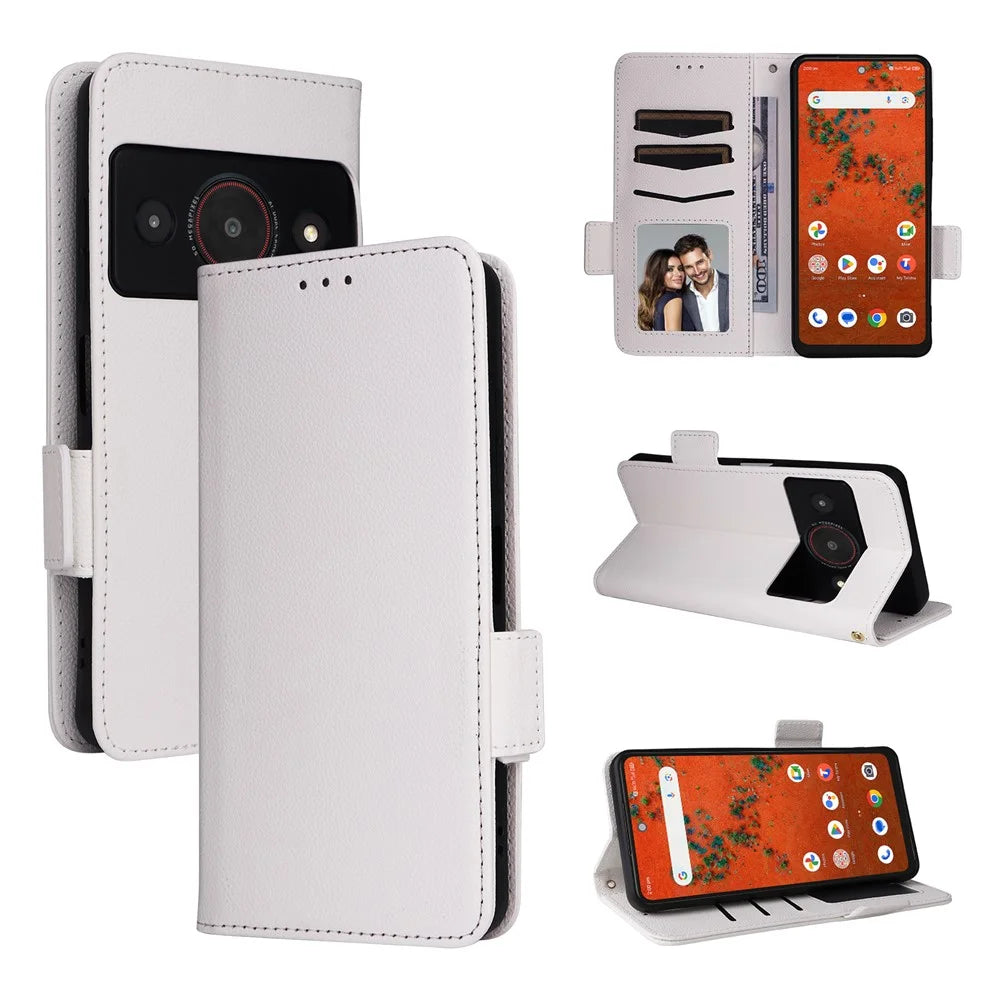 For ZTE Blade A75 Pro 5G / Telstra T-Elite 5G Case Litchi Texture Wallet Leather Phone Cover with Wrist Strap - White - 7