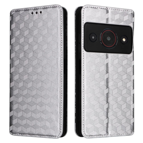 For ZTE Blade A75 Pro 5G / Telstra T-Elite 5G Case Wallet Rhombus Imprinted PU Leather Phone Cover - Silver - 1