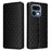 For Realme 16 Pro 5G Case Wallet Rhombus Imprinted PU Leather Phone Cover - Black - 1