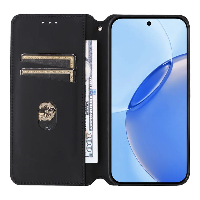 For Realme 16 Pro 5G Case Wallet Rhombus Imprinted PU Leather Phone Cover - Black - 2