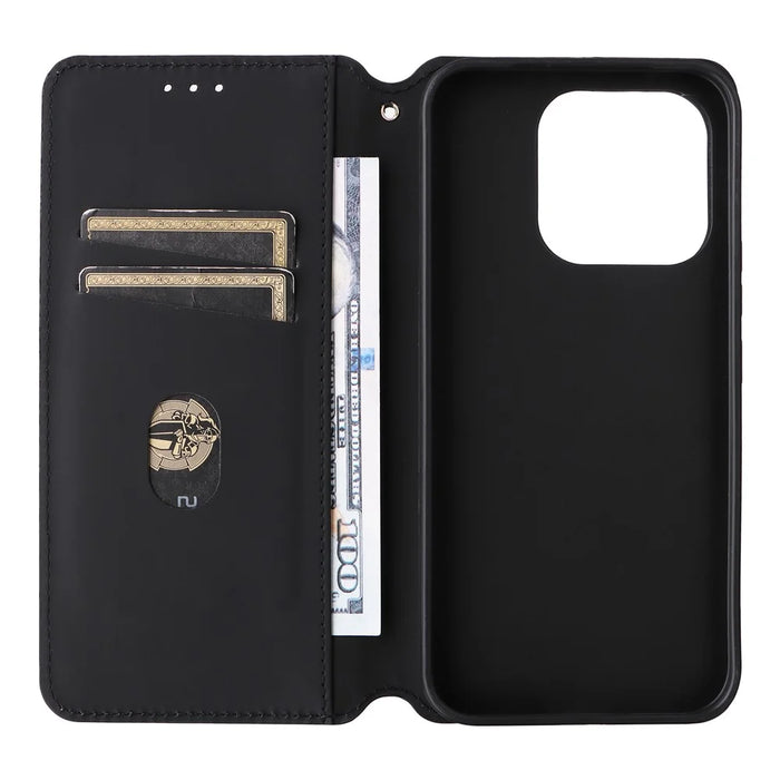 For Realme 16 Pro 5G Case Wallet Rhombus Imprinted PU Leather Phone Cover - Black - 3