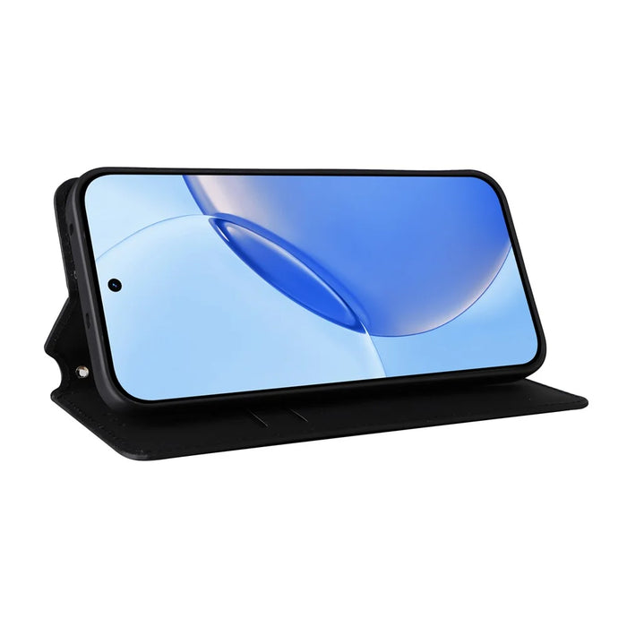 For Realme 16 Pro 5G Case Wallet Rhombus Imprinted PU Leather Phone Cover - Black - 4