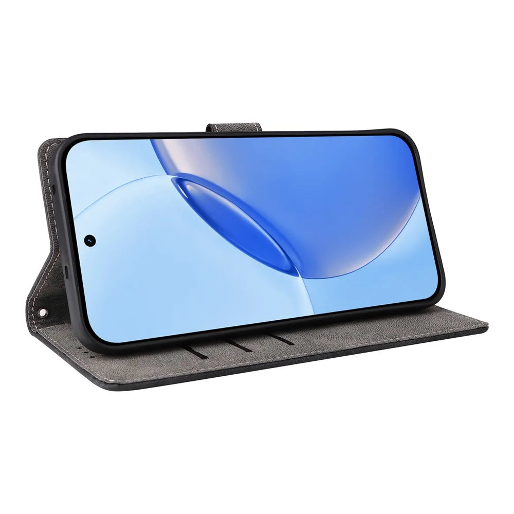 For Realme 16 Pro+ 5G Case Wallet RFID Blocking PU Leather Phone Cover Stand with Strap - Black - 4