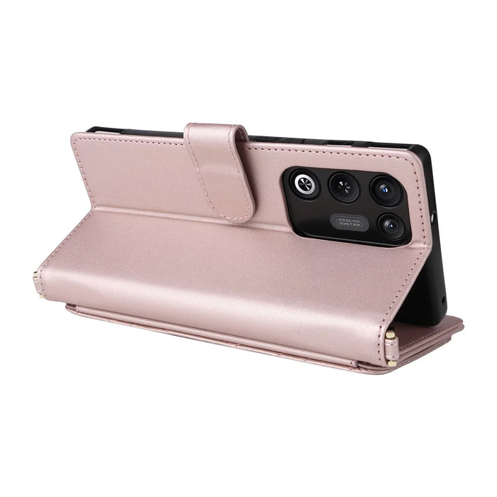 For ZTE nubia RedMagic 11 Air 5G Leather Case Stand Wallet Phone Cover with Shoulder  /  Wrist Strap - Pink - 6