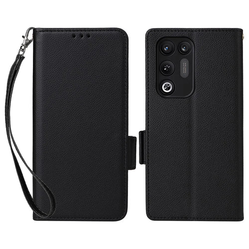 For ZTE nubia RedMagic 11 Air 5G Case Litchi Texture Wallet Leather Phone Cover with Wrist Strap - Black - 1
