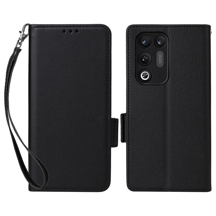 For ZTE nubia RedMagic 11 Air 5G Case Litchi Texture Wallet Leather Phone Cover with Wrist Strap - Black - 1