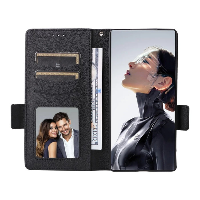 For ZTE nubia RedMagic 11 Air 5G Case Litchi Texture Wallet Leather Phone Cover with Wrist Strap - Black - 2