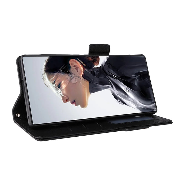 For ZTE nubia RedMagic 11 Air 5G Case Litchi Texture Wallet Leather Phone Cover with Wrist Strap - Black - 3