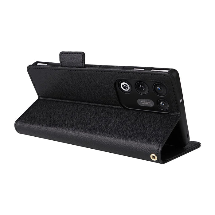 For ZTE nubia RedMagic 11 Air 5G Case Litchi Texture Wallet Leather Phone Cover with Wrist Strap - Black - 4
