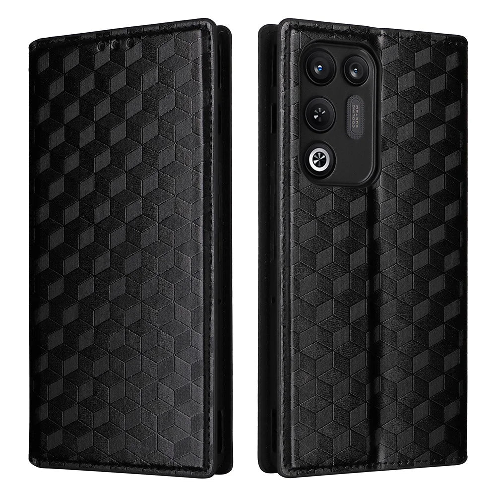 For ZTE nubia RedMagic 11 Air 5G  Case Wallet Rhombus Imprinted PU Leather Protection Phone Cover - Black - 1