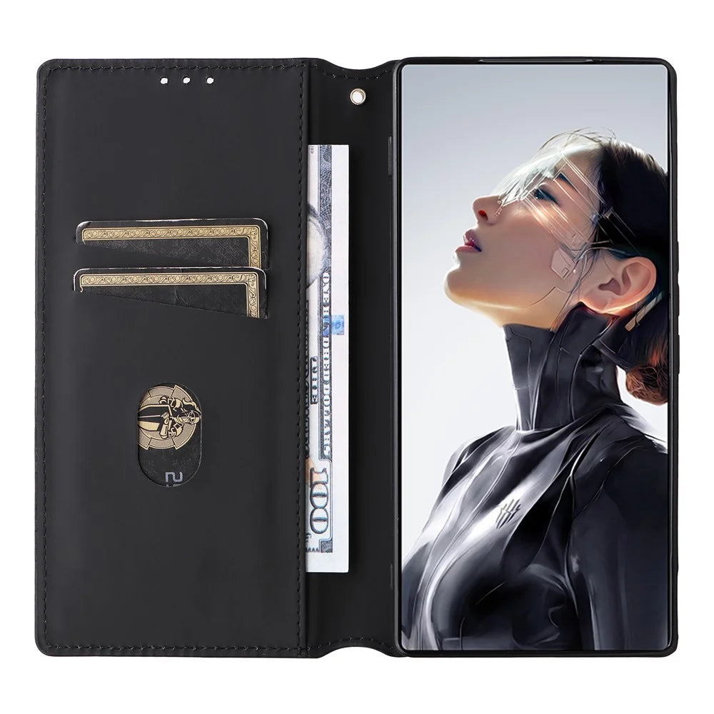 For ZTE nubia RedMagic 11 Air 5G  Case Wallet Rhombus Imprinted PU Leather Protection Phone Cover - Black - 2